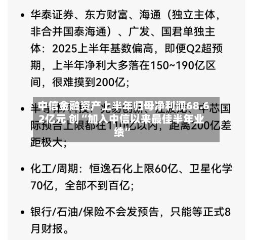 中信金融资产上半年归母净利润68.62亿元 创“加入中信以来最佳半年业绩”-第2张图片