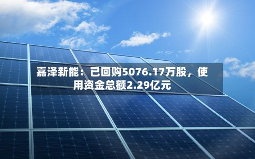 嘉泽新能：已回购5076.17万股，使用资金总额2.29亿元-第2张图片