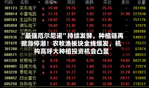 “最强厄尔尼诺”持续发酵,种植链再掀涨停潮!农牧渔板块全线爆发,机构高呼大种植投资机会凸显