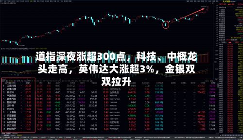 道指深夜涨超300点	，科技	、中概龙头走高，英伟达大涨超3%，金银双双拉升-第2张图片