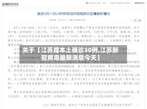 关于【江苏增本土确诊30例,江苏新冠病毒最新消息今天】