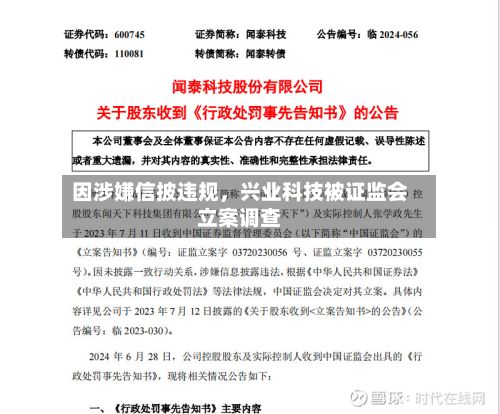 因涉嫌信披违规，兴业科技被证监会立案调查-第2张图片