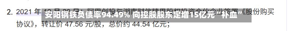 安阳钢铁负债率94.49% 向控股股东定增15亿元“补血	”-第2张图片