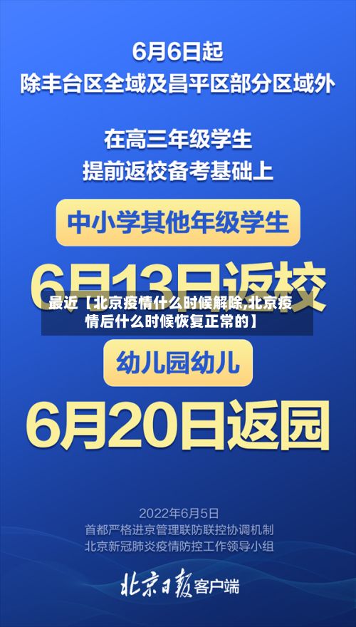 最近【北京疫情什么时候解除,北京疫情后什么时候恢复正常的】