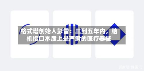 格式塔创始人彭雷：三到五年内，脑机接口本质上是严肃的医疗器械-第2张图片
