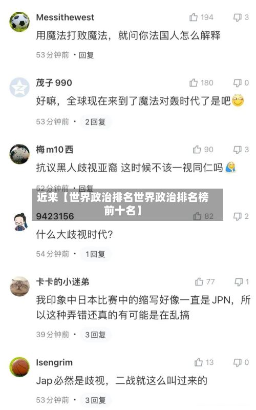 近来【世界政治排名世界政治排名榜前十名】