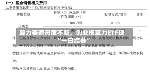 算力赛道热度不减,创业板算力ETF现“一日结募”