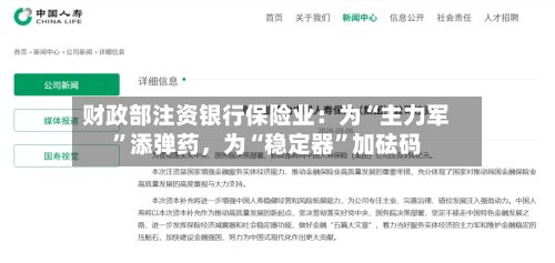 财政部注资银行保险业：为“主力军	”添弹药	，为“稳定器”加砝码-第3张图片