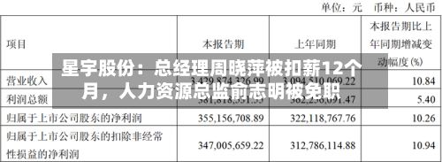 星宇股份：总经理周晓萍被扣薪12个月，人力资源总监俞志明被免职-第3张图片