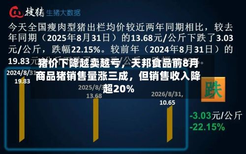 猪价下降越卖越亏，天邦食品前8月商品猪销售量涨三成，但销售收入降超20%-第3张图片