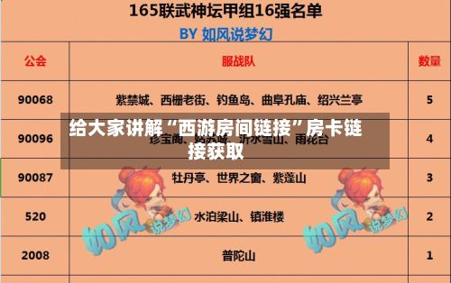 给大家讲解“西游房间链接”房卡链接获取-第2张图片