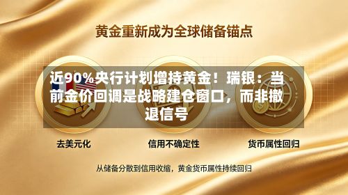 近90%央行计划增持黄金！瑞银：当前金价回调是战略建仓窗口	，而非撤退信号-第1张图片