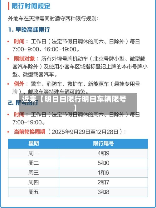 近来【明日日限行明日车辆限号】-第2张图片