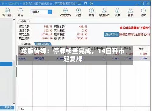 龙版传媒:停牌核查完成,14日开市起复牌