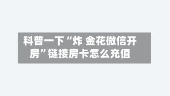 科普一下“炸 金花微信开房”链接房卡怎么充值-第2张图片