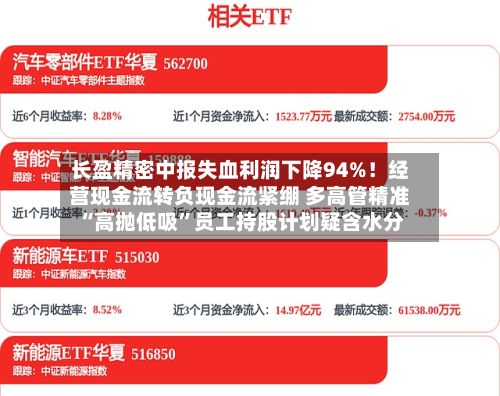 长盈精密中报失血利润下降94%!经营现金流转负现金流紧绷 多高管精准“高抛低吸”员工持股计划疑含水分