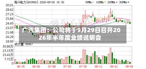 广汽集团：公司将于9月29日召开2026年半年度业绩说明会