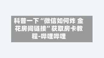 科普一下“微信如何炸 金花房间链接	”获取房卡教程-哔哩哔哩-第3张图片