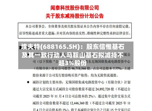 埃夫特(688165.SH):股东信惟基石及其一致行动人马鞍山基石拟减持不超3%股份-第3张图片