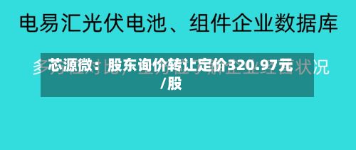 芯源微:股东询价转让定价320.97元/股-第2张图片